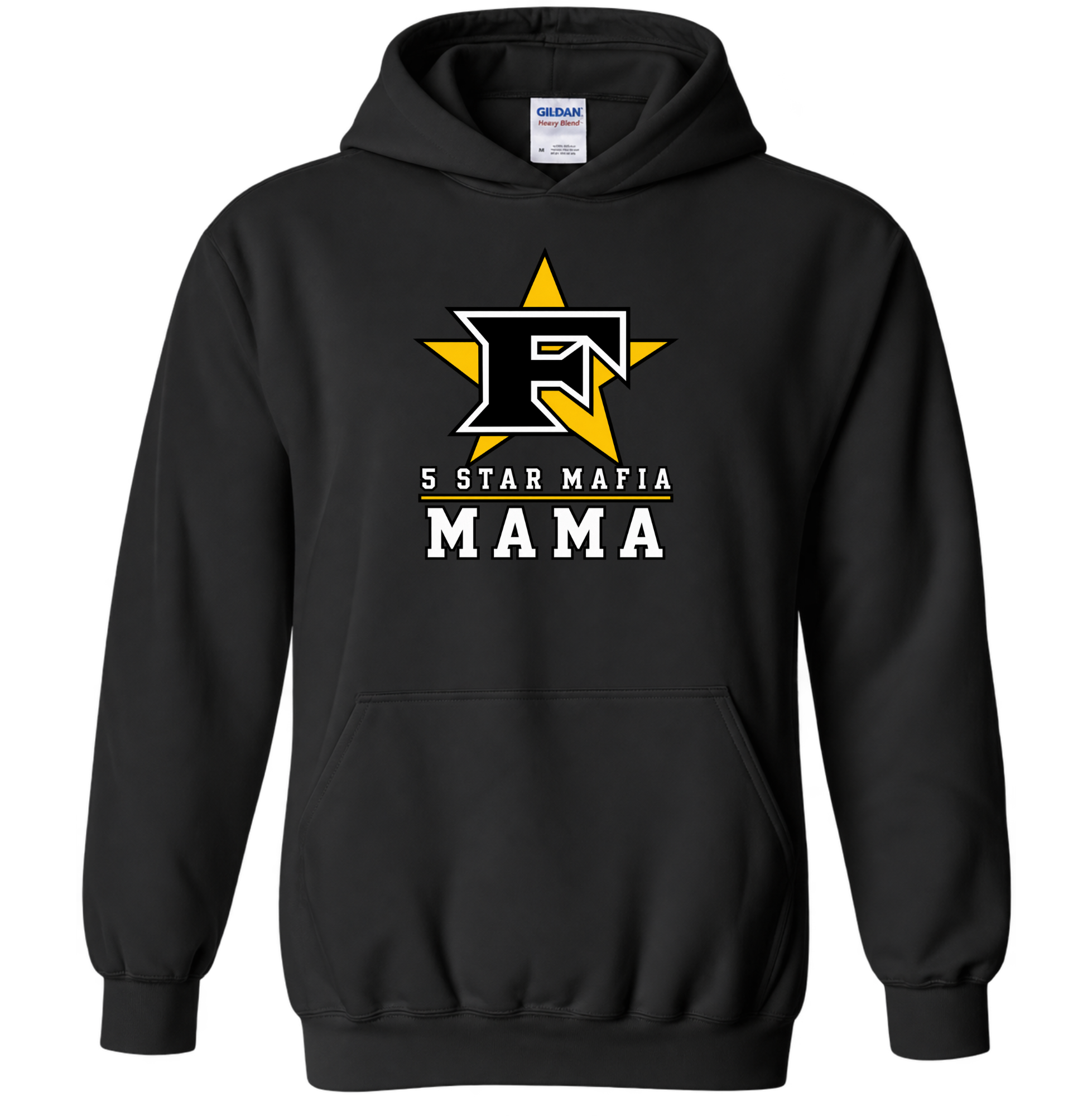 Black 5 Star Mafia Mama pullover hoodie front view