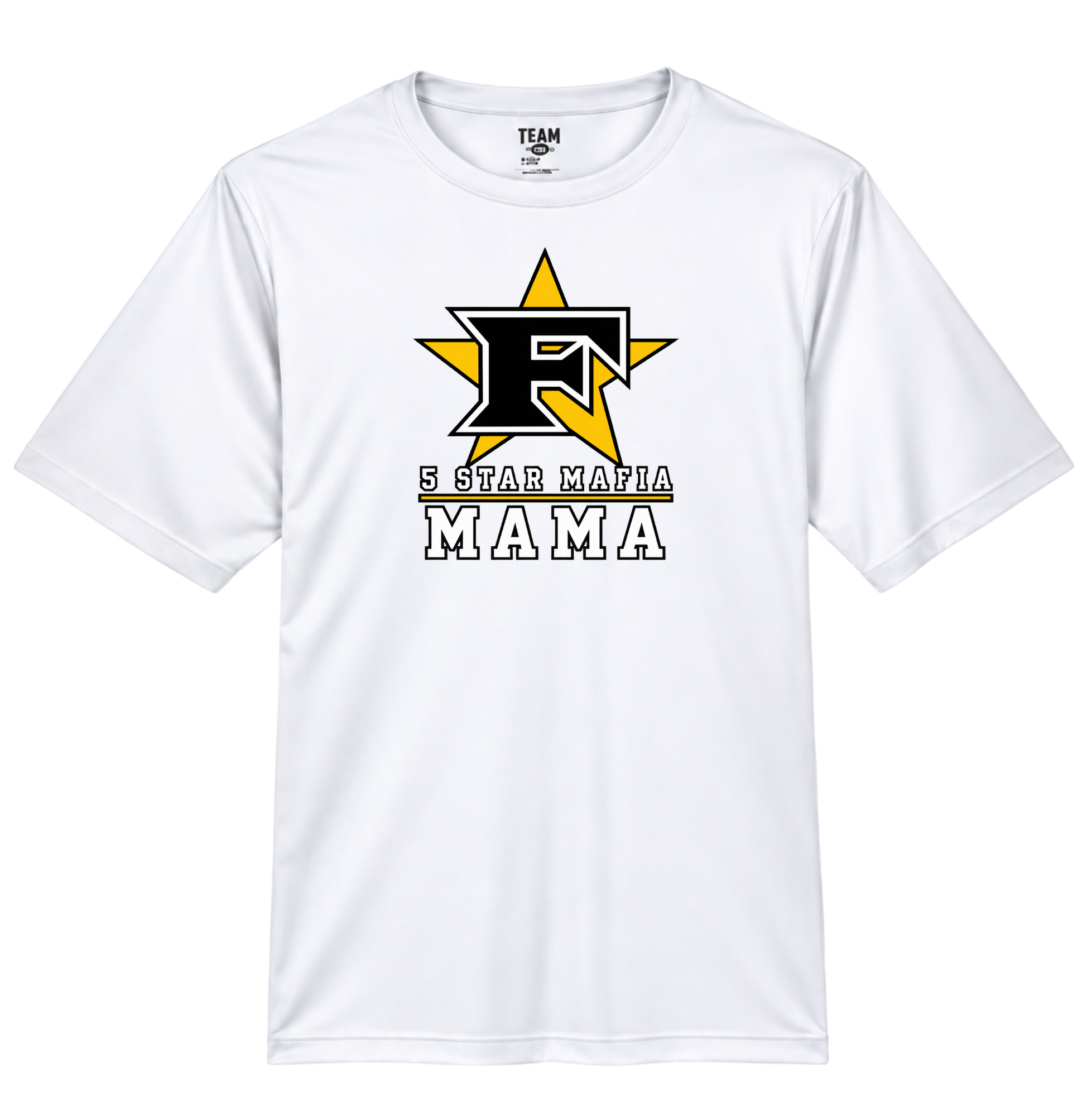 5 Star Mafia Mama performance tee in White with star logo